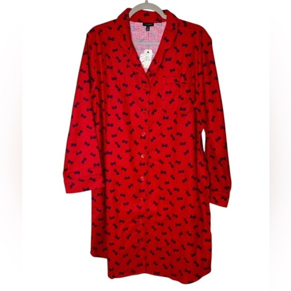 Talbots Intimates Red Button Nightshirt & Navy Blue Bow & Black Dots Pajamas